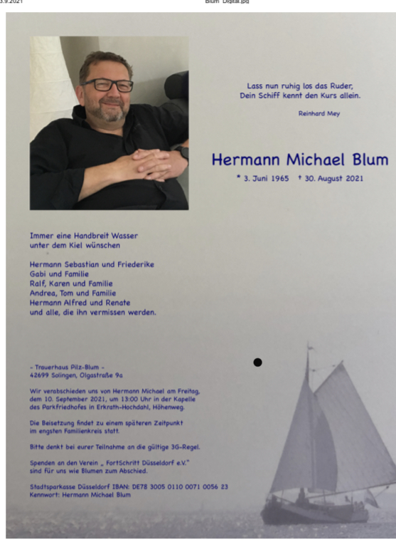 Overlijdensbericht Hermann Blum