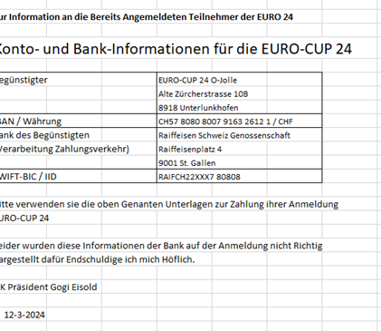 Bank informatie EURO